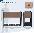 IDEALHOUSE 42.72"x19.49"x33.46" Raised Garden Bed, HDPE Elevated Planter Box with Sturdy Aluminum Frame, Wood Grain Outdoor Planter with Storage Shelf for Patio, Balcony, Lawn - Image 3