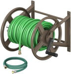 Garden Hose Reel Wall Mounted, Heavy-Duty Water Hose Holder Winder with 3.9 ft Leader Hose & Brass Fitting, Hose Hanger Storage Rack Holds 125-Feet of, 5/8-Inch, for Yard Lawn Farm, Brown by Ansionsol