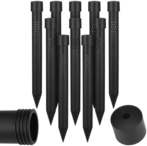 Junkin 10 Pack 14 Inch Large Deep Root Watering Stake, Black 10 by Junkin