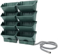 Vertical Wall Planter for Indoor Plant-Walls Mounted Pot with 2 Drainage Tray 8 Pack, 13 inch Dark Green for Decor, Plastic Pots Balcony Planters, Plants Hanging (8, Army Green) by kunghei