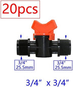20pcs Drip Irrigation Mini Valve 4/7 3/8/10/12/16/20 /25mm Pipe Garden Tap 1/2 quot; 3/4 Male Thread Water Hose Barb Connector(CH) - Image 2