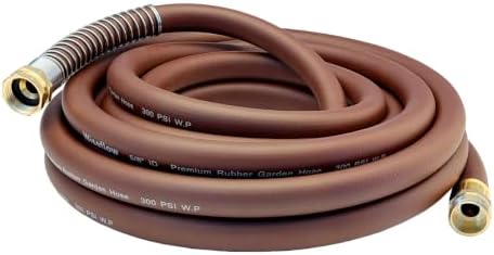 Wiseflow Garden Hose 25FT x 5/8", Heavy Duty Rubber Hose, Water Hose with Five Layered Braiding, Male Female Fittings, 1000PSI Burst, 300PSI Working for Yard, Car Wash, Pets (Brown) by Unknown