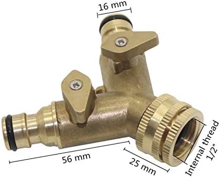 Generic Hose Connector Adapter 3/4"" Brass 2-Way Closing Joint with Valve Garden Faucet Manifold Water Pipe Joint Irrigation Copper Joint (Diameter : 1/2'')/1/2'' - Image 2