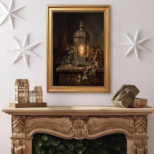 Gold Vintage Framed Lantern Wall Art, Moody Still Life Candle Print - Image 4