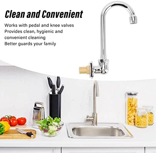 VINGVO Stainless Steel Foot Pedal Faucet, Wall Mounted Knee Valve - Image 3