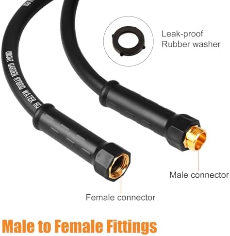 Garden Hose 100FT 5/8", Water Hose with Nozzle, Heavy Duty Flexible Puncture Outdoor Hose for Yard and RV, 100ft Male to Female Fittings, Burst 600 PSI - Image 3