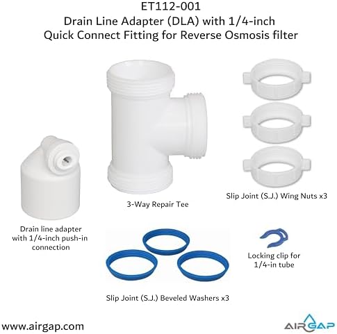 Drain Line Adapter (DLA) with 1/4-inch Quick Connect Fitting for Reverse Osmosis filter (ET112-001, 12-25QC, DLA-12) - Image 5