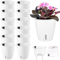 Upgraded Self Watering Pots for Indoor Plants, 12-Pack 5 Inch Top-Fill Self Watering Planter with Water Window, Orchid Pots, Clear Wick Inner Basket with Drainage, White by KvyusFlourish