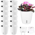 Upgraded Self Watering Pots for Indoor Plants, 12-Pack 5 Inch Top-Fill Self Watering Planter with Water Window, Orchid Pots, Clear Wick Inner Basket with Drainage, White by KvyusFlourish