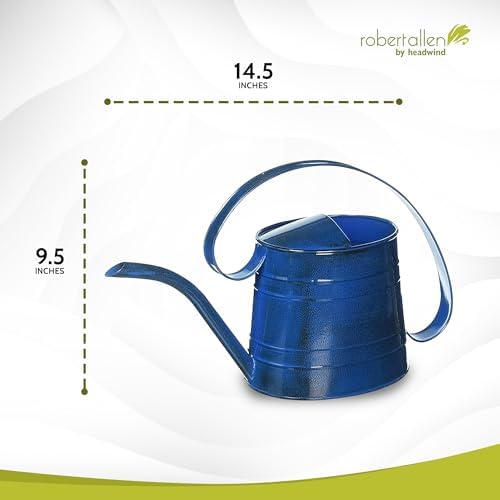 Headwind Danbury Small Watering Can, Indoor Plants Metal Watering Can with Long Spout, 0.5 Gallon Vintage Powder-Coated Steel Plant Watering Can, Indoor & Outdoor – Oceanside Blue - Image 2