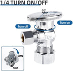 BH Angle Stop Valve 1/2" Nominal Compression x 3/8" OD, 1/4-Turn Shut Off Valve, Chrome Plated Brass, for Bathroom Toilet Kitchen Shower Plumbing(10 Pack) - Image 6