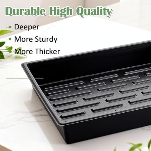 RooTrimmer 20 Pack Nursery Pots Trays (16.5"x13.2"x2.8"), Plastic Seed Starter Trays, Durable Carrying Seedling Starter Tray, Reusable Tray for Planting and Collecting Drainage Water (Black) - Image 4