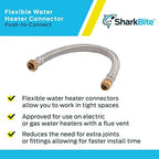 SharkBite 1/2 Inch x 3/4 Inch FIP x 18 Inch Stainless Steel Braided Flexible Water Heater Connector, Push To Connect Brass Plumbing Fitting, PEX Pipe, Copper, CPVC, PE-RT, HDPE, U3068FLEX18LF - Image 4