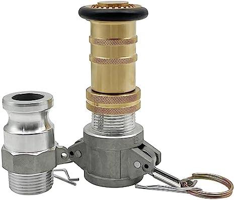 SAFBY Fire Hose Nozzle NPSH/NPT Thermoplastic Fire Equipment Spray Jet Fog with Aluminum Female and Male Fitting (1 inch brass set) by SAFBY