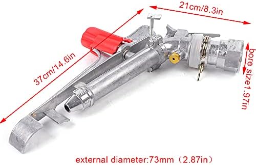 1.5" Irrigation Spray Gun with 2 Nozzles 360° Rotating Large Area Agricultural Sprinkler Adjustable Impact Watering Spray Tool for Garden Farm Lawn Irrigation (for 1.5" Pump,Regular Model) - Image 2