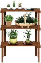Furinno TIOMAN Plant Shelf, 3-Tier Plant Stand, Display Shelf, for Multiple Pot, Easy Toolless Assembly, Patio, Balcony, Garden, Natural - Image 4