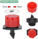 M METERXITY 400-Pack 360 Degree Adjustable Irrigation Dripper, 1/4 Inch Barbed Emitter Drip Sprinklers for Garden/Greenhouse/Flower Bed/Watering System, Anti-Clogging Emitters [Red] - Image 2