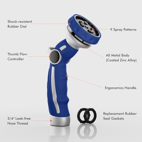 RESTMO Hose Nozzle Heavy Duty, Metal Water Hose Sprayer for Garden - Image 2