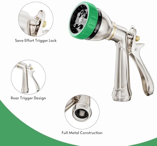 HOSUN 100% Metal Heavy Duty Garden Hose Nozzle Sprayer - Image 3