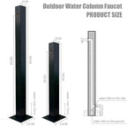 Stainless Steel Outdoor Water Spigot, Black Garden Water Column Floor Mount Water Tap for Lawn Irrigation Patio Yard Use, Decorative Water Feature Fountain Faucet Post(Height: 95cm/37.4in) - Image 2