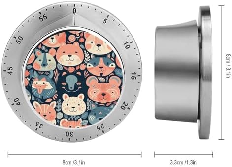 Mechanical Kitchen Timers for Cooking,Animal Face Pattern Printed 60 Minute Magnetic Countdown Timer,Cute Cooking Timers with Alarm,Stainless Steel Time Timer Manual No Batteries Required - Image 2