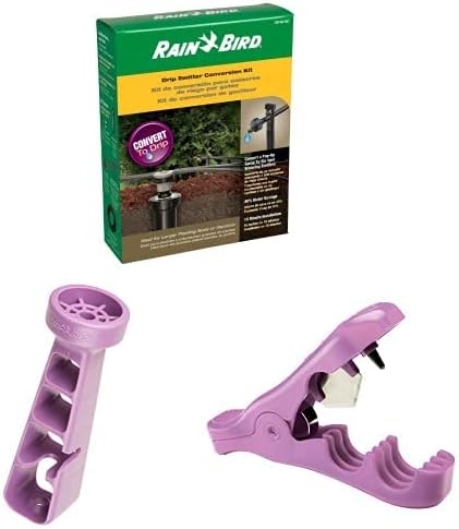 Rain Bird CNV182EMS Drip Irrigation Sprinkler Conversion Kit, 1800 Series Pop-Up to 6 Drip Emitters with 1/4" Tubing Rain Bird ET/1PK25S Drip Irrigation Emitter Installation and Removal Tool by Unknown