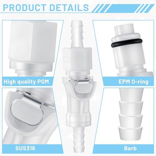 Chunful 10 Pcs 1/4" Quick Disconnect Connect Hose Barb Insert Fittings Plastic Male Female Coupling Connector 5 Female and 5 Male Connectors - Image 3