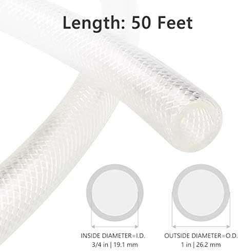 EASTRANS 3/4" ID x 50ft High Pressure Braided Tubing Clear Vinyl Hose - Image 3