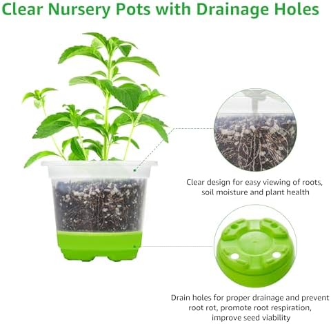 MIXC Clear Nursery Pots with Silicone Base, 5-Inch, 30-Pack - Image 6
