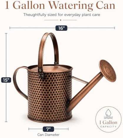 Gardenised 1-Gallon Steel Watering Can with Precision Long Spout for Controlled and Shower Watering Ideal for Indoor & Outdoor Plants Flowers & Houseplants, Brown - Image 2