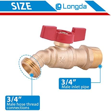 (10-Packs) Male Hose Bibb 3/4" MIP × 3/4" MHT with 1/4-Turn Water Hose Shut Off Valve, Hreaded Garden Hose Outlet Ideal for Gardens, patios, Boiler Drain - Image 3