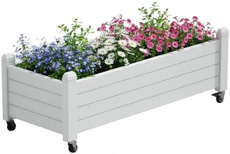 Fancyango Raised Garden Bed with Wheels 13.3" H -Ashen by Warmnestforpets