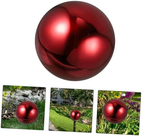 VICASKY Red Stainless Steel Gazing Globe Mirror Ball Outdoor Yard Decor - Image 2