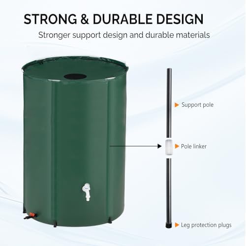 VINGLI 100 Gallon Collapsible Rain Barrel, Portable Water Storage Tank, Rainwater Collection System Downspout, Water Catcher Container with Filter Spigot Overflow Kit - Image 2
