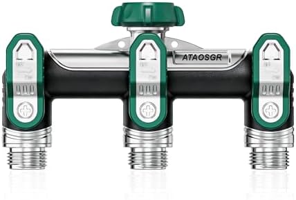 Garden Hose Splitter 3 Way, Heavy Duty Metal, 3/4" GHT, Green by Unknown