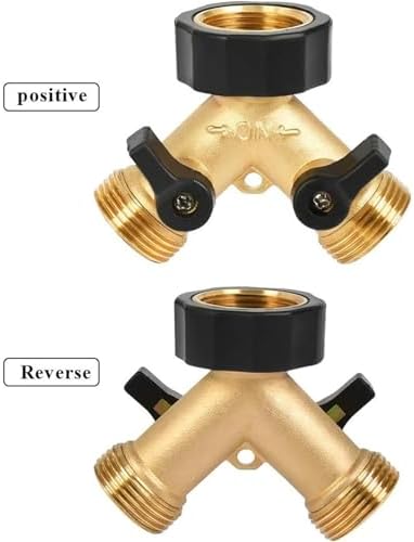 Garden Hose Splitter Hose Splitter Multi-Tap Connector 2 Way Garden Water Adaptor Y-Way Distributor Faucet Independent(Brass 2pcs) - Image 3