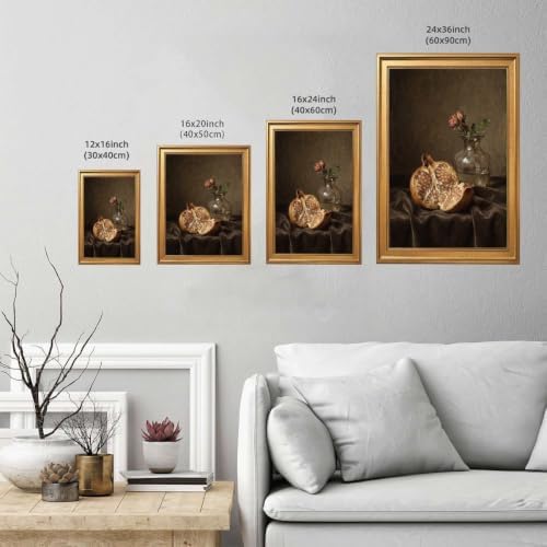 Gold Vintage Framed Still Life Pomegranate and Rose Wall Art Print - Image 3