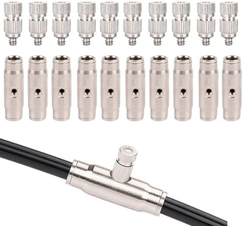 10 Pack High Pressure Brass Misting Nozzles With 1/4" Interface Quick Connector, Anti Drip Fogging Spray Head, Cleanable Water Mist Sprayers 10/24 UNC Mist Nozzle Dust Control(Size:Orifice 0.1mm ,) by Unknown