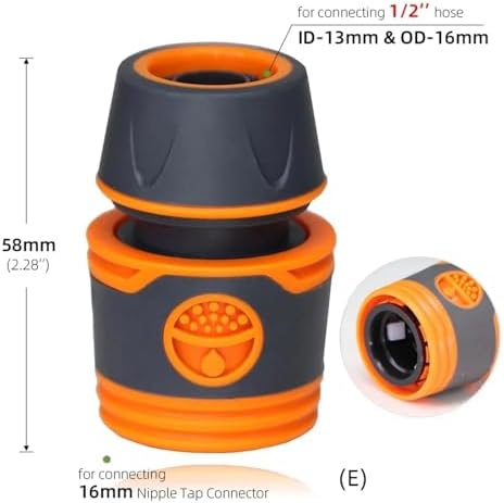 6PCS Water Hose Quick Connectors Plastic Rubber Coupler Pipe Adapter with Shut Off Valve for Irrigation System - Image 2