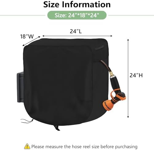 Garden Wall-mounted Hose Reel Cover Protection for Your Retractable Garden Hose Reel Heavy Duty Waterproof and UV Resistant Oxford Fabrics 24"L x 18"W x 24"H Black - Image 2