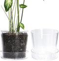Phoenix Vine 8 Inch Clear Acrylic Planter Pot with Tray, Orchid Pot with Drainage Holes, Deep Saucer for Bottom Watering, Transparent Containers for Indoor Plants, Herbs, Set of 2, 91-A-G-2 by Phoenix+Vine
