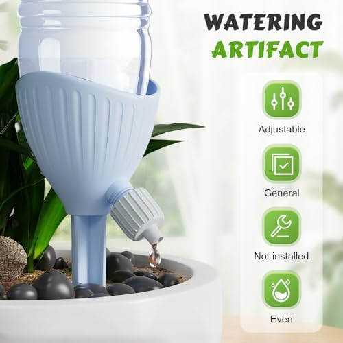 Self Watering Spikes, 4/8 Pack Automatic Plant Waterer with Adjustable Valve, Drip Irrigation Stakes for Indoor & Outdoor Plants, Self Watering Insert Devices for Garden, Vacation (8, Blue) - Image 2