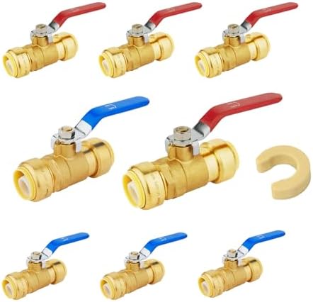 8 PCS Foskan 1/2" Push Fit Ball Valves,1/4" Turn Shut-off Valves by Unknown