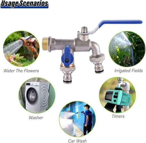 Outdoor Spigot, Outdoor Faucet Water Column, Stainless Steel Floor-Standing Faucet，Frost-Proof Garden Water Column & Hose Stand for Irrigation & Car Washing Outdoor Taps(H 0.8m,Twin) - Image 5