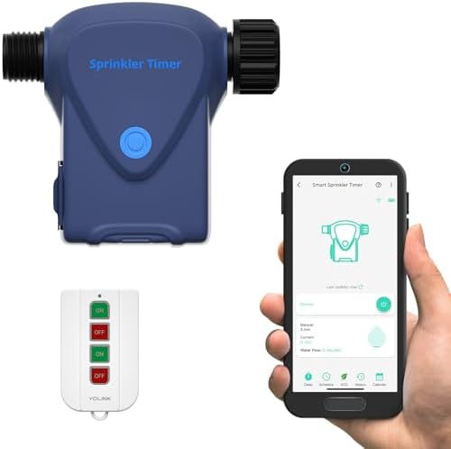 YoLink Smart Sprinkler Timer with On/Off Fob Remote, IP66 Outdoor Watering Controller, App Control, Custom Schedules, Built-in Flow Meter, D2D Control, LoRa 1/4 Mile Long Range, Hub Required by YoLink