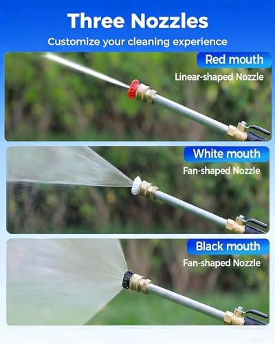Garden Hose Nozzle High-Pressure Washer with 3 High-Pressure Nozzles,Jet Garden Hose to Mini Power Washer Attachment Adapter-3/4 Ght to 1/4,For Car Wash,Patio Gardens Outdoor Cleaning - Image 2