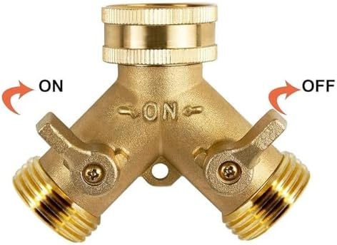 3/4 Inch 2 Way Brass Garden Hose Splitter Y-Type Tap Watering Connector Distributor for Outdoor Faucet 1/2/3 Set for Water Faucet & Spigot(Brass 2pcs) - Image 7