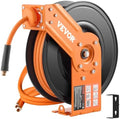 VEVOR Retractable Air Hose Reel, 3/8IN x 50FT Rubber Air Hose Max 300PSI, Air Compressor Hose Reel Auto-Rewind with 5FT Lead in, Ceiling/Wall Mount Heavy Duty Single Arm Reel & 180° Swivel Bracket by VEVOR