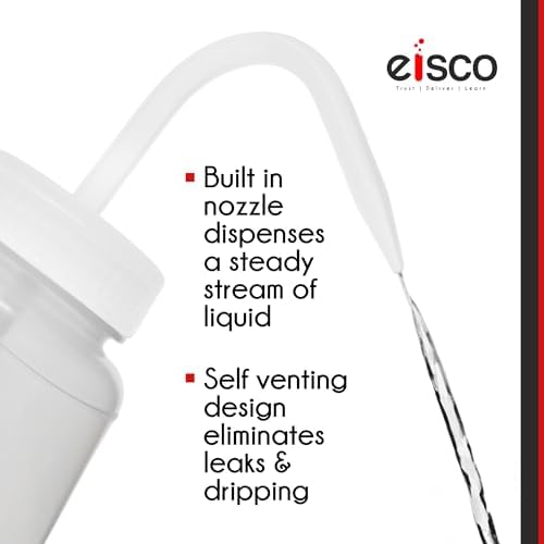 EISCO 6PK Chemical Wash Bottle, Blank Labels, 500ml - Wide Mouth, Self Venting, Low Density Polyethylene - Performance Plastics Labs - Image 7