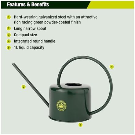 Spear & Jackson Kew Gardens Urban Oasis Collection 1LWCKEWG 1 Litre Compact Watering Can - 1L - Racing Green - Image 2